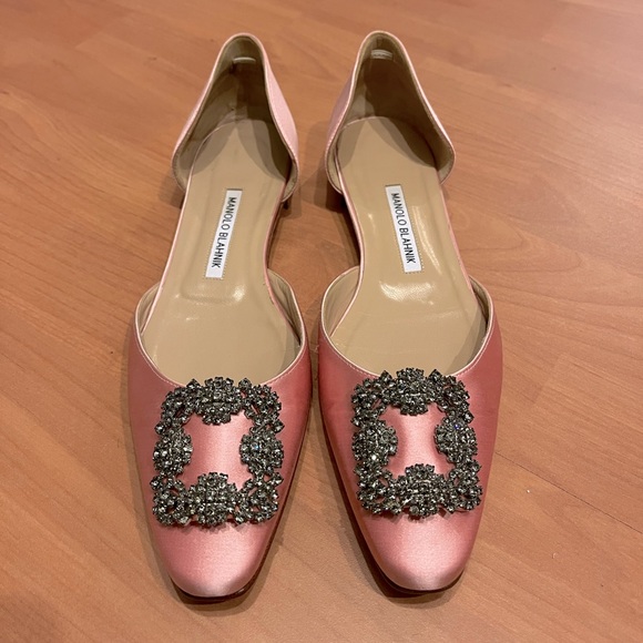 Chic Pink Manolo Flats w/ Crystal Buckle, Size 39.5 (US 9) - Picture 2 of 5